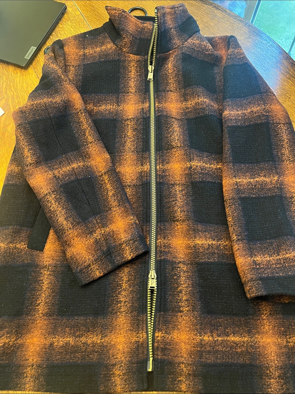 NEW w/tags PENDLETON Womens navy & copper Plaid Zip Pea Coat